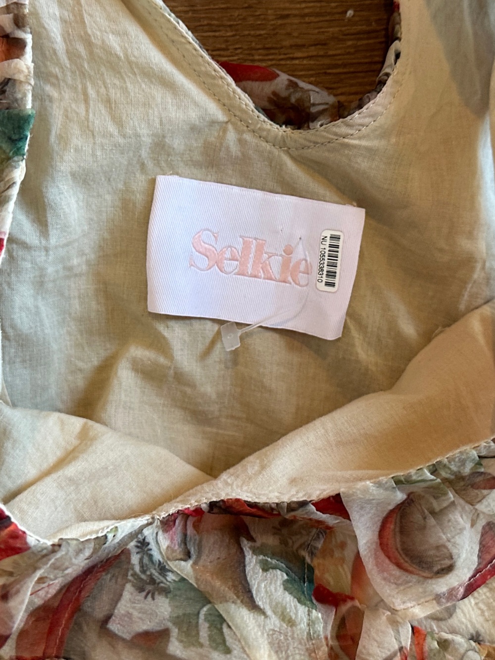 Selkie Elfin Dress Ivory with Mushroom Print - Picture 4 of 7
